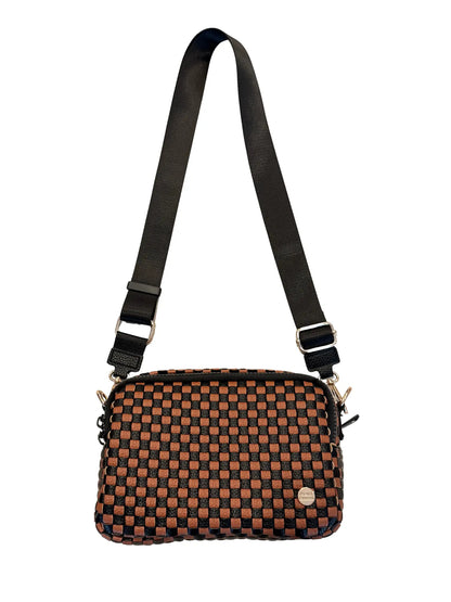 Gold Blush Iconic Woven Bestie Bag- Full RFID Protection + Luxe Vegan Leather 60" Adjustable Strap spacious design