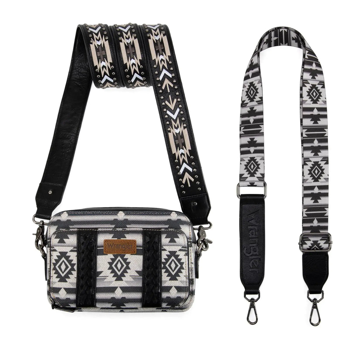 Wrangler Crossbody Bag for Women Boho Aztec Small Multi Pocket Crossover Purse